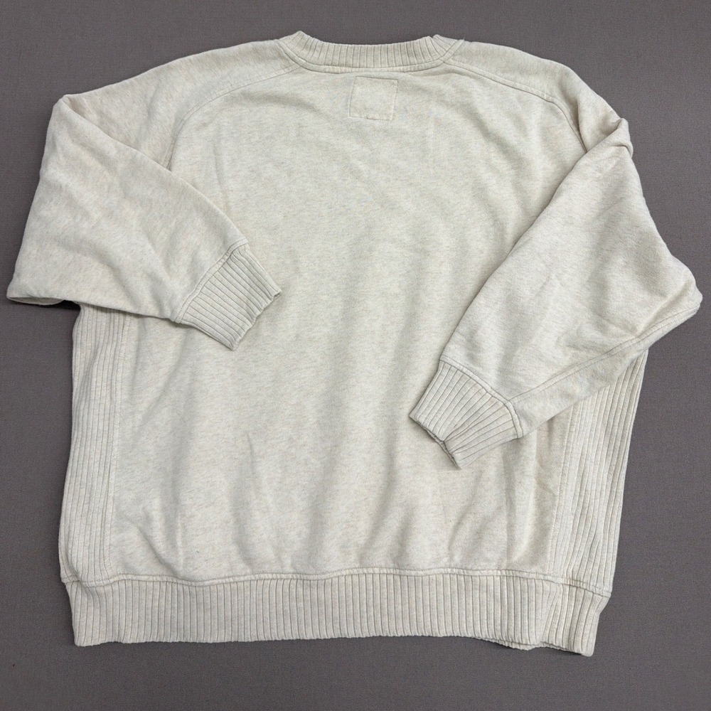 Aerie Womens Oversized Crewneck Sweatshirt Oatmeal Beige Ribbed XL 1810 - Picture 2 of 6